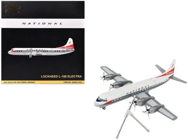 Main image of Lockheed L-188 Electra Commercial Aircraft "National Airlines" White and Gray 1/200 Diecast Model Airplane by GeminiJets
