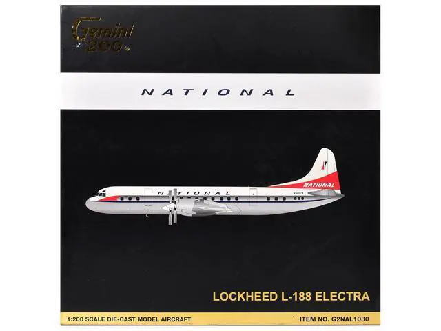 Alt view image 6 of 6 - Lockheed L-188 Electra Commercial Aircraft "National Airlines" White and Gray 1/200 Diecast Model Airplane by GeminiJets