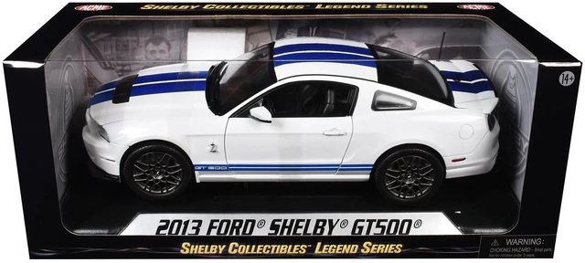 Alt view image 4 of 5 - 2013 Ford Shelby Cobra GT500 SVT White with Blue Stripes 1/18 Diecast Car Model by Shelby Collectibles