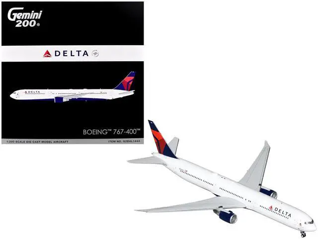 Main image of Boeing 767-400ER Commercial Aircraft "Delta Air Lines" White with Blue and Red Tail 1/200 Diecast Model Airplane by GeminiJets