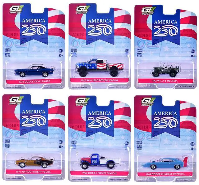Main image of Anniversary Collection" Series 18 Set of 6 pieces "America 250 Edition" 1/64 Diecast Model Cars by Greenlight