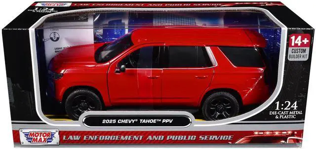 Alt view image 7 of 7 - 2025 Chevrolet Tahoe PPV Red "Custom Builder's Kit - Law Enforcement and Public Service" 1/24 Diecast Model Car by Motormax
