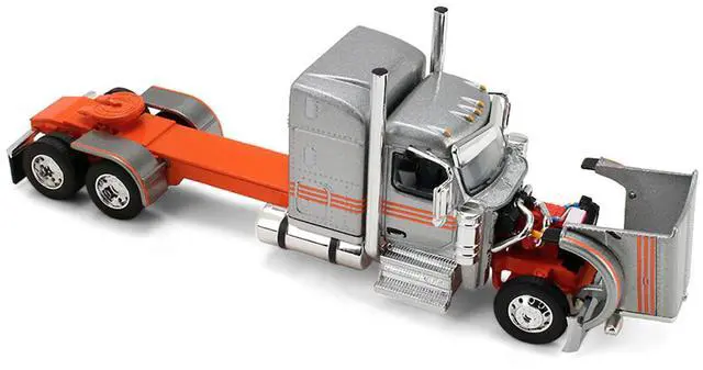 Alt view image 5 of 6 - Peterbilt 589 with 58" Mid-Roof Sleeper and 50' Wilson Trailer Silver Metallic with Orange 1/64 Diecast Model by DCP/First Gear