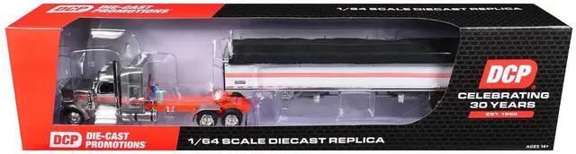Alt view image 6 of 6 - Peterbilt 589 with 58" Mid-Roof Sleeper and 50' Wilson Trailer Silver Metallic with Orange 1/64 Diecast Model by DCP/First Gear
