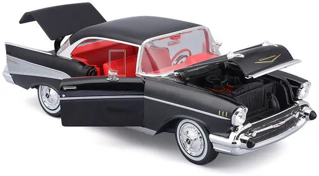 Alt view image 2 of 6 - 1957 Chevrolet Bel Air Coupe Black with Red Interior "Special Edition" Series 1/18 Diecast Model Car by Maisto Adult Collectible