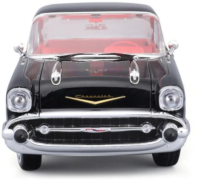 Alt view image 4 of 6 - 1957 Chevrolet Bel Air Coupe Black with Red Interior "Special Edition" Series 1/18 Diecast Model Car by Maisto Adult Collectible