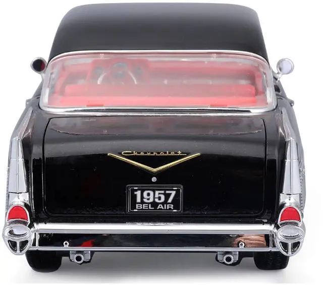 Alt view image 5 of 6 - 1957 Chevrolet Bel Air Coupe Black with Red Interior "Special Edition" Series 1/18 Diecast Model Car by Maisto Adult Collectible