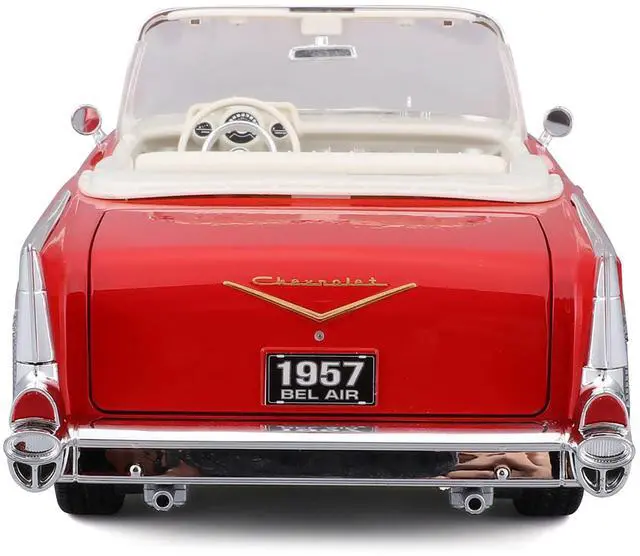 Alt view image 5 of 6 - 1957 Chevrolet Bel Air Convertible Red with White Interior "Special Edition" Series 1/18 Diecast Model Car by Maisto