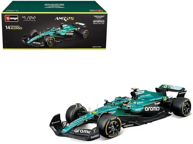 Alt view image 6 of 6 - Aston Martin AMR25 #14 Fernando Alonso "Aramco" Formula One F1 "World Championship" (2025) 1/24 Diecast Model Car by Bburago