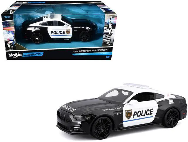 Main image of 2015 Ford Mustang GT 5.0 "Police" Black and White "Authority" Series 1/24 Diecast Model Car by Maisto
