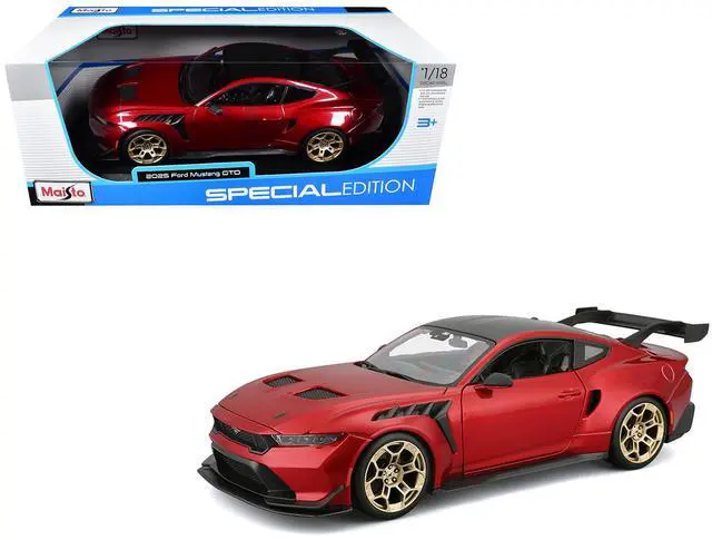 Main image of 2025 Ford Mustang GTD Red Metallic with Black Top "Special Edition" Series 1/18 Diecast Model Car by Maisto