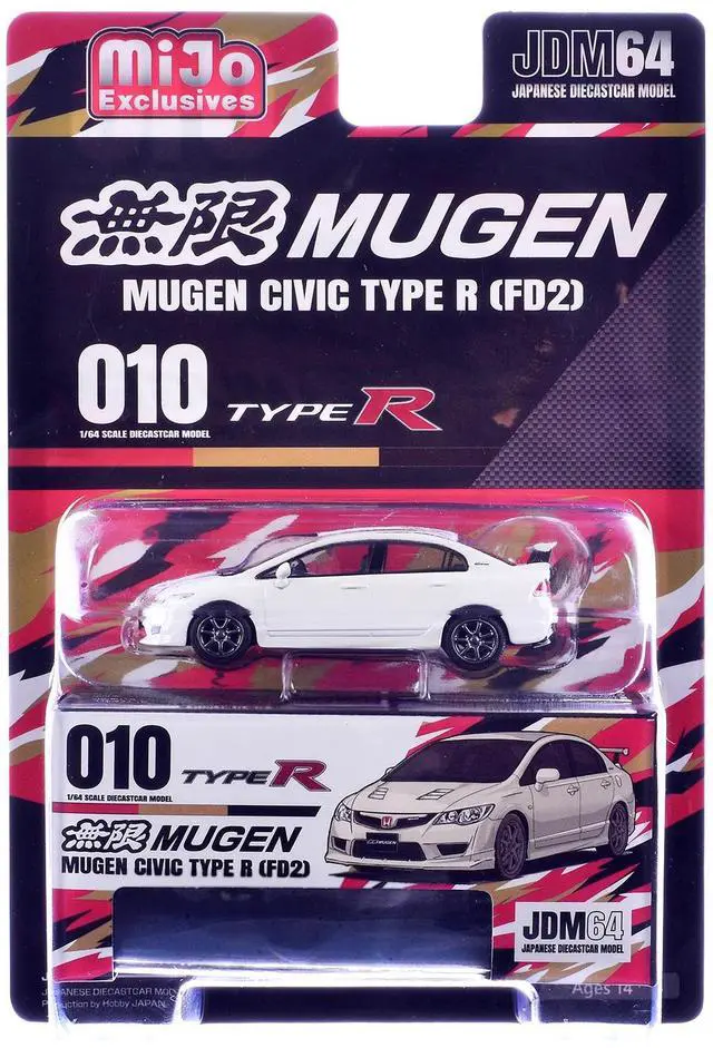 Alt view image 5 of 6 - Honda Mugen Civic Type R (FD2) RHD (Right Hand Drive) Championship White "JDM64" Series 1/64 Diecast Model Car by Hobby Japan