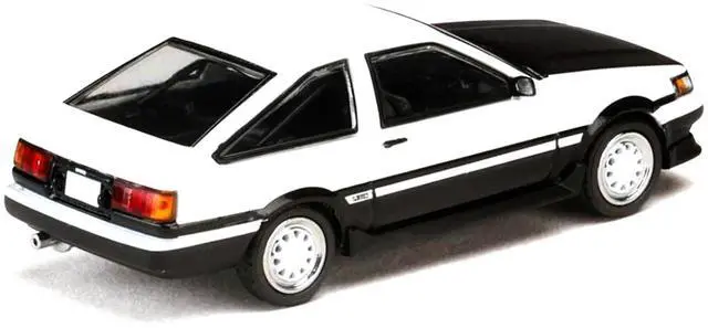 Alt view image 3 of 6 - Toyota Corolla Levin (AE86) White with Carbon Hood "Initial D" (1995-2013) Manga 1/64 Diecast Model Car by Hobby Japan