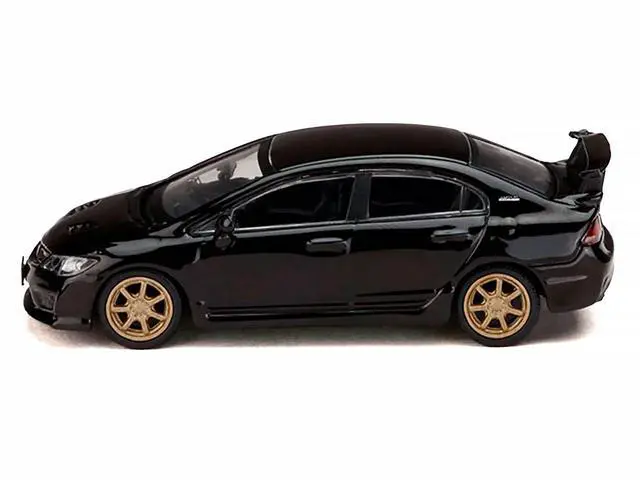 Alt view image 2 of 6 - Honda Mugen Civic Type R (FD2) RHD Crystal Black Pearl with Gold Wheels "JDM64" Series 1/64 Diecast Model Car by Hobby Japan