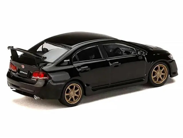 Alt view image 3 of 6 - Honda Mugen Civic Type R (FD2) RHD Crystal Black Pearl with Gold Wheels "JDM64" Series 1/64 Diecast Model Car by Hobby Japan