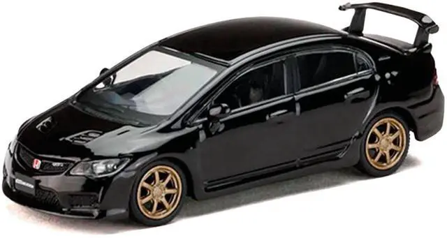 Alt view image 4 of 6 - Honda Mugen Civic Type R (FD2) RHD Crystal Black Pearl with Gold Wheels "JDM64" Series 1/64 Diecast Model Car by Hobby Japan