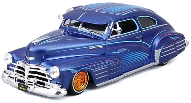 Main image of 1948 Chevrolet Fleetline Lowrider Blue Metallic with Graphics "Maisto Design" Series 1/25 Diecast Model Car by Maisto