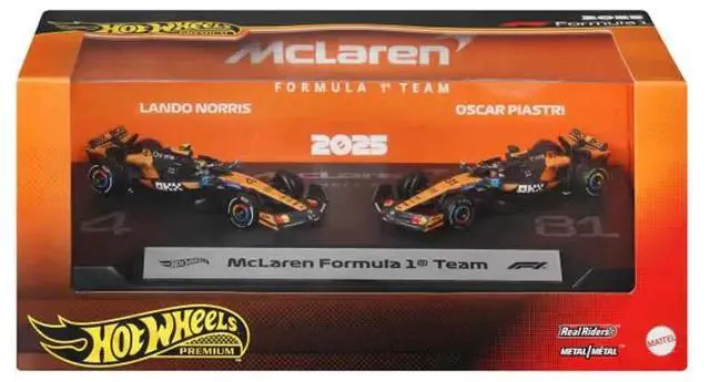 Main image of "McLaren Formula 1 Team" Formula One F1 World Championship (2025) 2 Piece Set Diecast Model Cars by Hot Wheels
