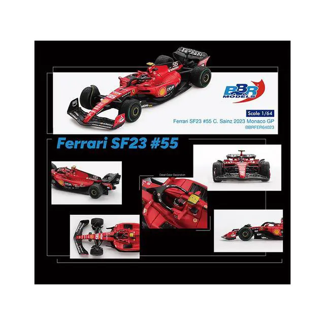 Alt view image 2 of 2 - Ferrari SF-23 #55 Carlos Sainz Formula One F1 "Monaco GP" (2023) 1/64 Diecast Model Car by BBR Models