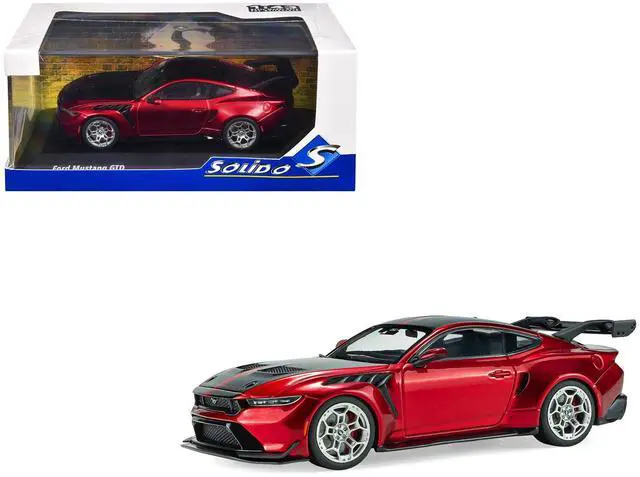 Main image of 2025 Ford Mustang GTD Chroma Flame Red Metallic with Black Stripes 1/43 Diecast Model Car by Solido