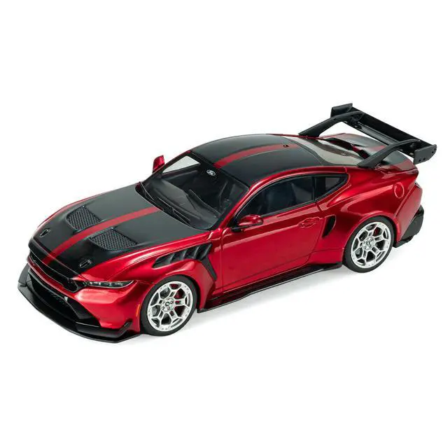 Alt view image 2 of 7 - 2025 Ford Mustang GTD Chroma Flame Red Metallic with Black Stripes 1/43 Diecast Model Car by Solido