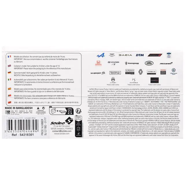 Alt view image 7 of 7 - 2025 Ford Mustang GTD Indulgent Blue Metallic with Black Top 1/43 Diecast Model Car by Solido