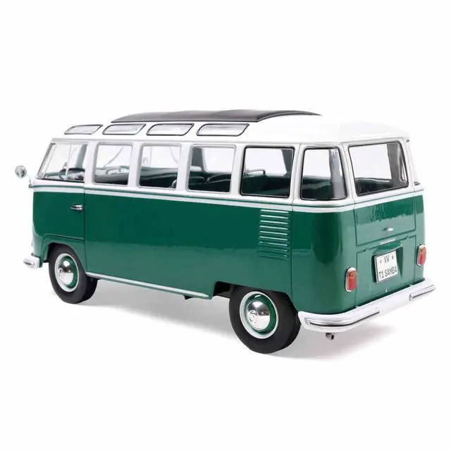 Alt view image 5 of 7 - 1962 Volkswagen T1 Samba Bus Green and White 1/18 Diecast Model Car by Solido