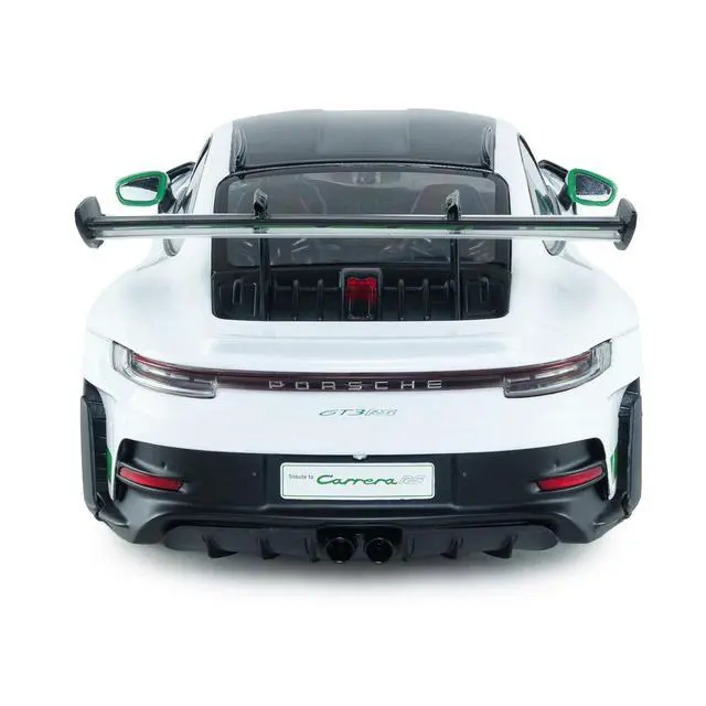 Alt view image 7 of 7 - 2024 Porsche 911 GT3 RS "Tribute to Carrera RS Package" White with Carbon Hood and Top & Green 1/18 Diecast Model Car by Solido