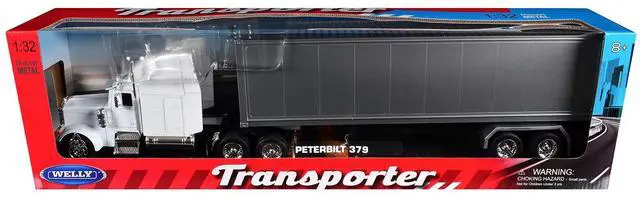 Main image of Peterbilt 379 Truck White with Silver Container "Transporter" Series 1/32 Diecast Model by Welly