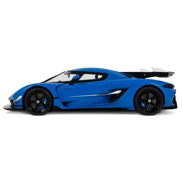 Alt view image 4 of 7 - 2025 Koenigsegg Jesko Blue Metallic with Black Stripes 1/18 Model Car by GT Spirit