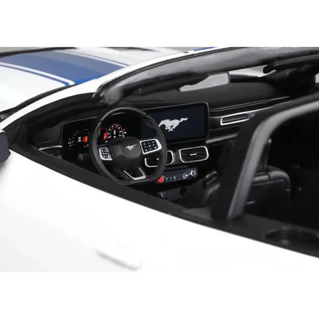 Alt view image 2 of 7 - 2025 Shelby Mustang Supersnake Convertible White with Blue Stripes 1/18 Model Car by GT Spirit