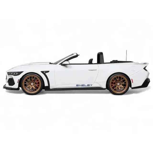 Alt view image 4 of 7 - 2025 Shelby Mustang Supersnake Convertible White with Blue Stripes 1/18 Model Car by GT Spirit