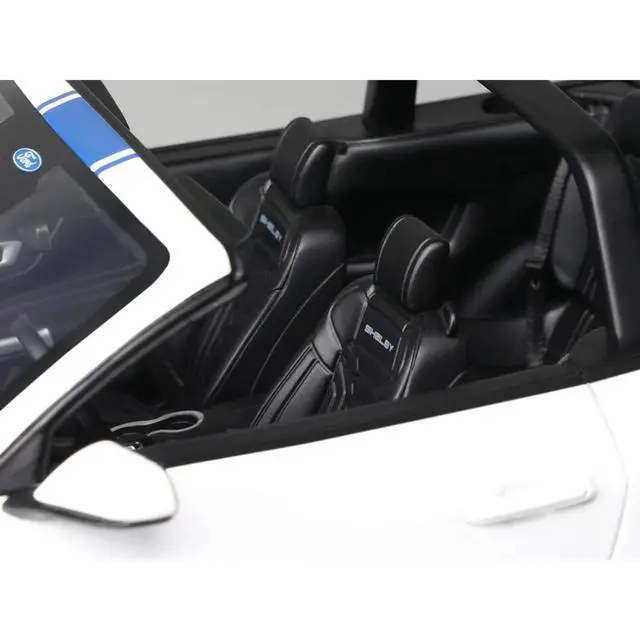 Alt view image 3 of 7 - 2025 Shelby Mustang Supersnake Convertible White with Blue Stripes 1/18 Model Car by GT Spirit