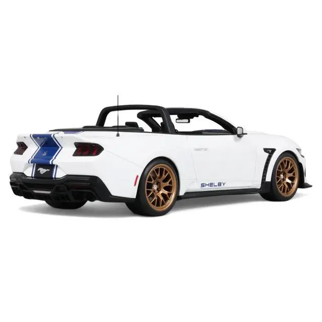 Alt view image 5 of 7 - 2025 Shelby Mustang Supersnake Convertible White with Blue Stripes 1/18 Model Car by GT Spirit