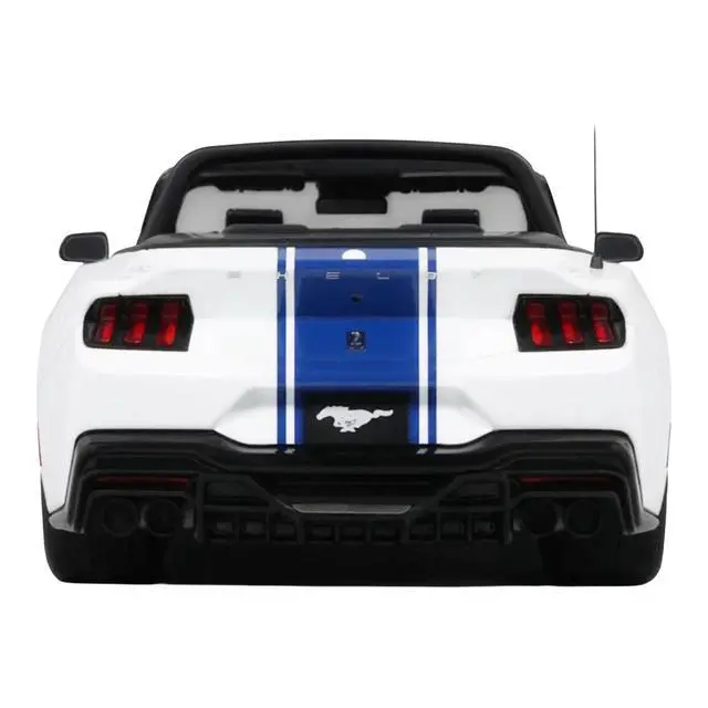 Alt view image 7 of 7 - 2025 Shelby Mustang Supersnake Convertible White with Blue Stripes 1/18 Model Car by GT Spirit