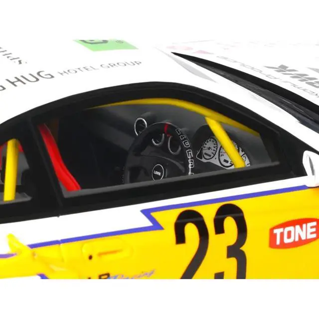 Alt view image 2 of 7 - 2021 Nissan Silvia (S15) LB-Super Silhouette RHD (Right Hand Drive) #23 White with Yellow Stripes 1/18 Model Car by GT Spirit