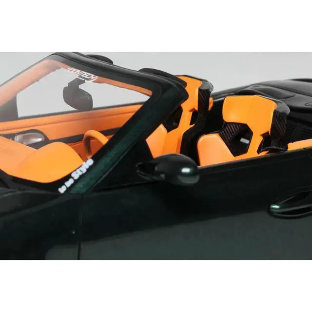 Alt view image 3 of 7 - 2024 Porsche 911 (997) Old & New Tokyo Auto Salon Cabriolet Dark Green Metallic with Orange Interior 1/18 Model Car by GT Spirit