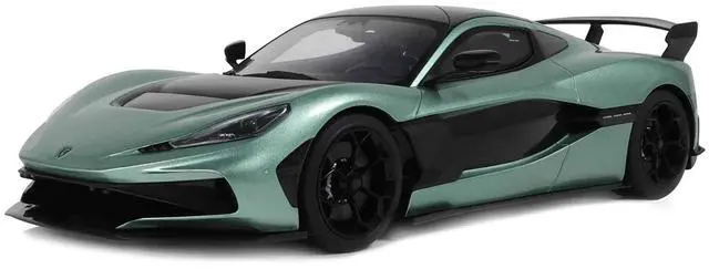 Main image of 2024 Rimac Nevera R Green Metallic with Black Top 1/18 Model Car by GT Spirit