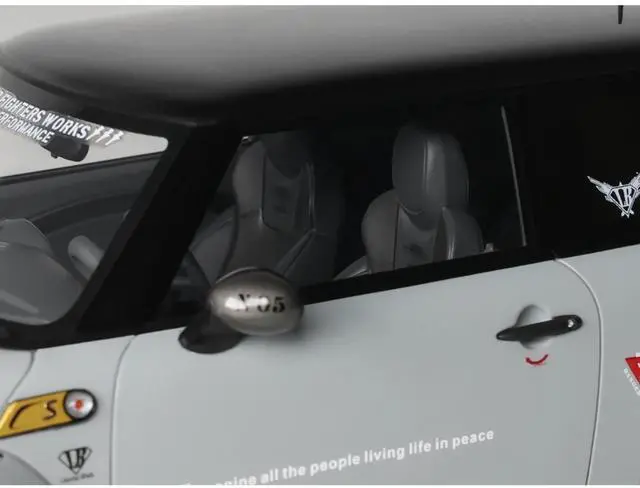 Alt view image 3 of 7 - 2015 Mini Cooper R56 LB-Works "LB Nation" Gray with Black Top Limited Edition to 999 pieces 1/18 Model Car by Otto Mobile