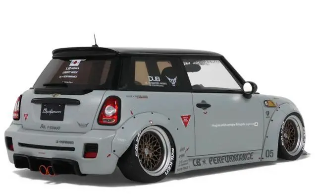 Alt view image 5 of 7 - 2015 Mini Cooper R56 LB-Works "LB Nation" Gray with Black Top Limited Edition to 999 pieces 1/18 Model Car by Otto Mobile
