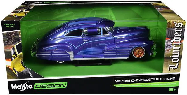 Alt view image 3 of 3 - 1948 Chevrolet Fleetline Lowrider Blue Metallic with Graphics "Maisto Design" Series 1/25 Diecast Model Car by Maisto