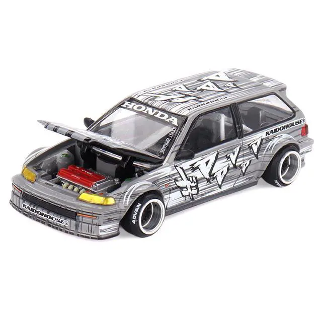 Alt view image 2 of 6 - Honda Civic (EF) "Manga V1" Gray Metallic with Graphics "Kaido House" Special 1/64 Diecast Model Car by Mini GT