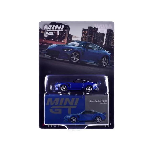 Alt view image 5 of 6 - Nissan Z VeilSide FFZ400 Seiran Blue Metallic with Black Top Limited Edition 1/64 Diecast Model Car by Mini GT