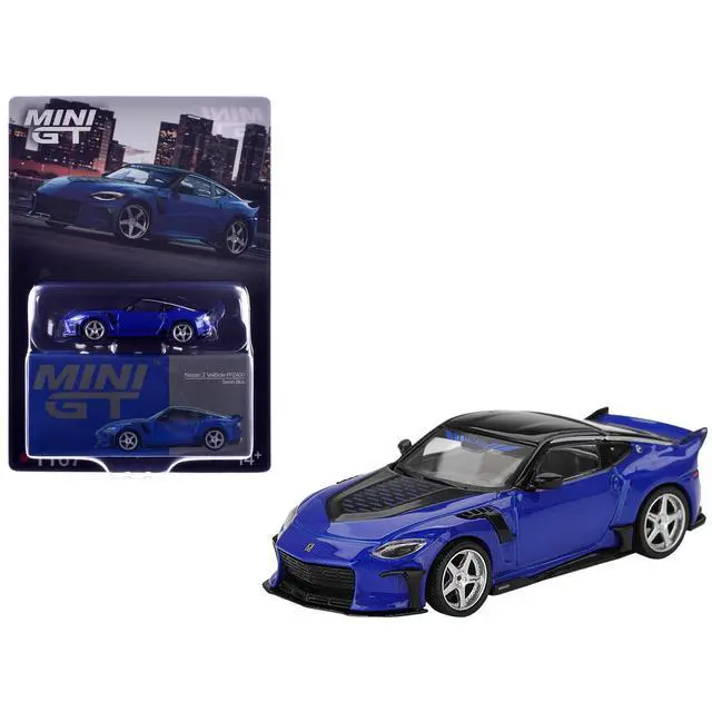 Alt view image 6 of 6 - Nissan Z VeilSide FFZ400 Seiran Blue Metallic with Black Top Limited Edition 1/64 Diecast Model Car by Mini GT