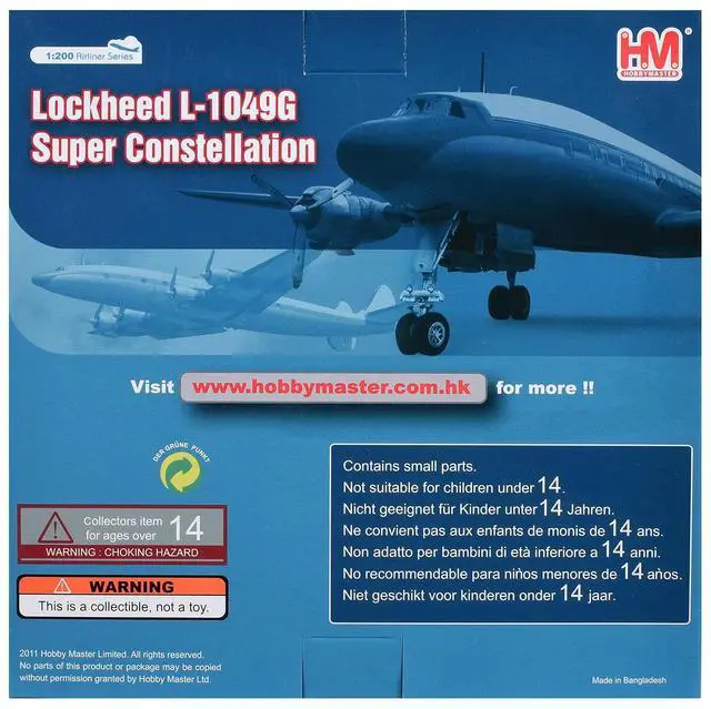 Alt view image 7 of 7 - Lockheed C-121G Constellation Transport Aircraft "NASA" (1969) 1/200 Diecast Model by Hobby Master