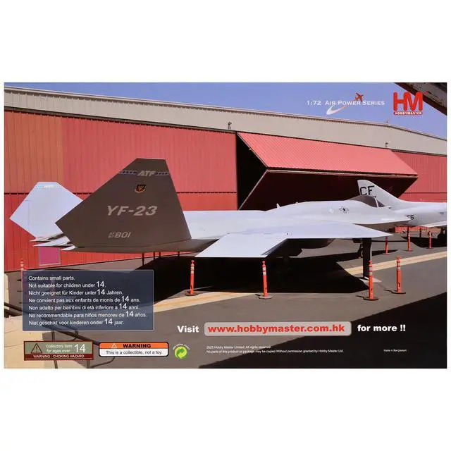 Alt view image 7 of 7 - Northrop F-23 Black Widow II Stealth Fighter Aircraft "Nellis AFB" United States Air Force 1/72 Diecast Model by Hobby Master