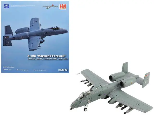 Main image of Fairchild Republic A-10C Thunderbolt II Attack Aircraft "Maryland ANG" (2025) US Air Force 1/72 Diecast Model by Hobby Master