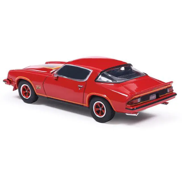 Alt view image 4 of 6 - 1977 Chevrolet Camaro Z28 Red with Hood Stripes 1/64 Diecast Model by IXO Models