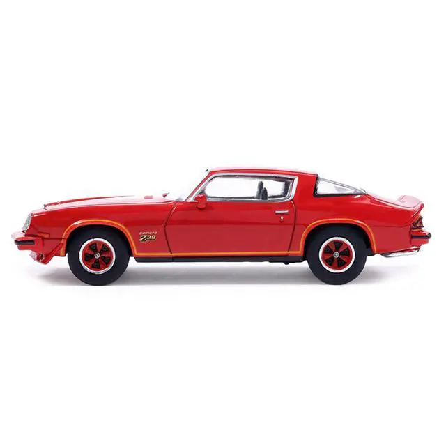 Alt view image 3 of 6 - 1977 Chevrolet Camaro Z28 Red with Hood Stripes 1/64 Diecast Model by IXO Models
