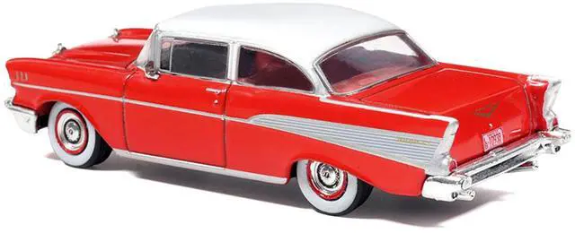 Alt view image 4 of 6 - 1957 Chevrolet Bel Air Red with White Top and Red Interior 1/64 Diecast Model by IXO Models